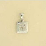 9ct WHITE 10pt DIA.PAVE SET SQ.PENDANT