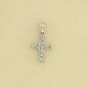 9ct WHITE GOLD 5pt DIA PAVE SET CROSS