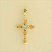 9ct 18x13mm MARQUISE CITRINE/DIA.CROSS