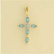 9ct 18x13mm MARQUIS BT./DIA.CROSS      =