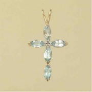 9ct 25x18mm MARQUISE TOPAZ/DIA.CROSS   =