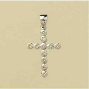 9ct WHITE 20pt DIAMOND RUB SET CROSS