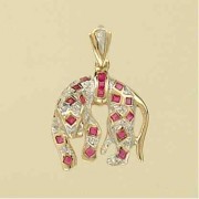 9ct 9PT DIAMOND/RUBY PANTHER PENDANT