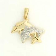 9ct DIAMOND SET DOUBLE DOLPHIN PENDANT