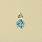 9ct 7.5pt DIAMOND /BLUE TOPAZ OVAL PEND