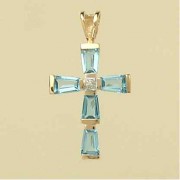 9ct 0.33pt DIAM/TOPAZ 22x16mmFANCY CROSS