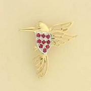 9ct RUBYSET HUMMINGBIRD BROOCH         =