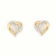 9ct 1pt DIAMOND SET TIF HEART STUDS    =