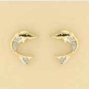 9ct 1pt DIAMOND SET DOLPHIN STUDS