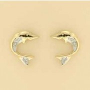 9ct 1pt DIAMOND SET DOLPHIN STUDS