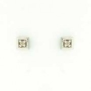 9ct WHITE 5pt DIA SET 5mm SQ.STUDS