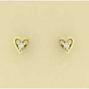 9ct 10pt DIAMOND SET HEART STUDS