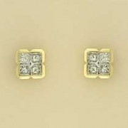 9ct 1ct DIA SET SQUARE CLUSTER STUDS