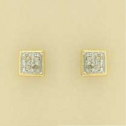 9ct 25PT DIAMOND SQUARE CLUSTER STUDS