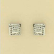 9ct WHITE 25pt DIA SQUARE CLUSTER STUDS