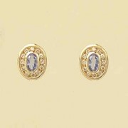 9ct 24pt DIAMOND/TANZANITE CLUSTER STUDS