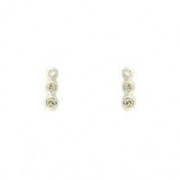 9ct WHITE 10pt DIA 3 STONE RUBSET STUDS=