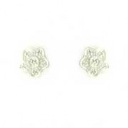 9ct WHITE 4pt DIAMOND SET FLOWER STUDS