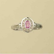 9ct WHITE DIAM/PINK SAPPH CLUSTER RING