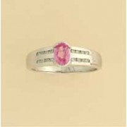 9ct WHITE DIAM/PINK SAPH CLUSTER RING