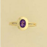 9ct AMETHYST/4.5pt DIA DRESS RING