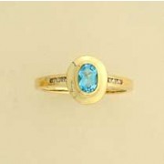 9ct BLUE TOPAZ/4.5pt DIA DRESS RING