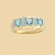 9ct 2.5pt DIAMOND/SQ.BLUE TOPAZ RING