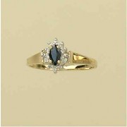 9ct 6pt DIAM/SAPPH MARQUISE CLUSTER RING