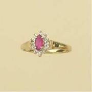 9ct 6pt DIA/RUBY MARQUISE CLUSTER RING =
