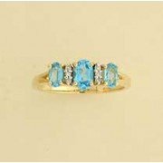 9ct BLUE TOPAZ/3pt DIA SET RING        =