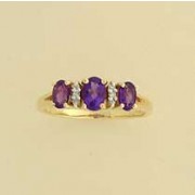 9ct AMETHYST/3pt DIA SET DRESS RING