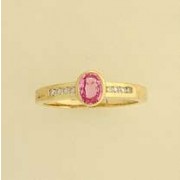 9ct 10pt DIAMOND/OVAL PINK SAPH.RING