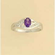 9ct WHITE 10pt DIASET OVAL AMETHYST RING