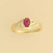 9ct 10pt DIA SET OVAL RUBY RING        =