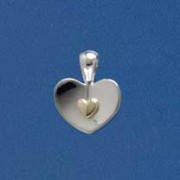 SIL/9ct HEART IN 13mm HEART PENDANT   +C