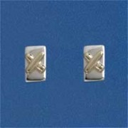 SIL/9ct 9mm RECT STUD/CROSS