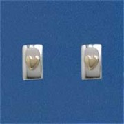 SIL/9ct 9mm RECT STUD/HEART