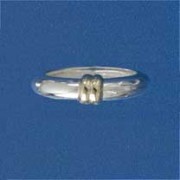 SIL/9ct GOLD BANDED 4mm D SECT RING    =