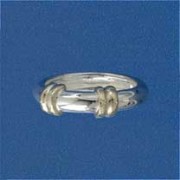 SIL/9ct DOUBLE BANDED 4mm D SECT RING