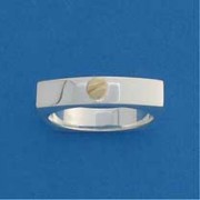 SIL/9ct GOLD SCREW MOTIF BOX RING