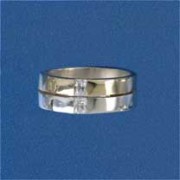 SIL/9ct SQ.CZ SET DOUBLE BAND RING