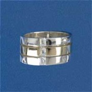 SIL/9ct SQ.CZ SET TRIPLE BAND RING