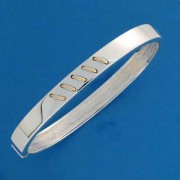 SIL/9ct STITCHES 7mm HINGED BANGLE