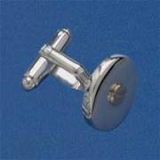 SIL/9ct 18mm ROUND CUFFLINK/SINGLE SCREW