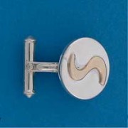 SIL/9ct ROUND CUFFLINK WITH S MOTIF