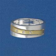 SPC GOLD PLATED/SIL CZ SET 8mm FLAT BAND