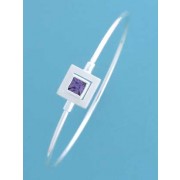 SPC SQ.PURPLE CZ MATT/POL.CLIP BANGLE