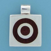 SPC 22x22mm WOOD INLAID BULLSEYE PENDANT