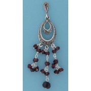 SPC GARNET/MARCASITE FANCY DROP EARRINGS