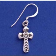 SPC FANCY PATTERNED CROSS DROP EARRINGS